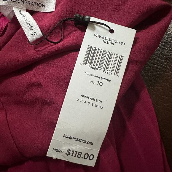 NWTs BCBGeneration Mulberry Pleated Chiffon Maxi Dress - Picture 4 of 4